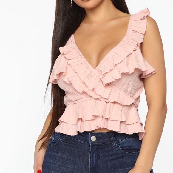ruffle clasp front top